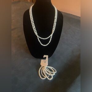 A New  Day Faux Pearl Necklace and Bracelets